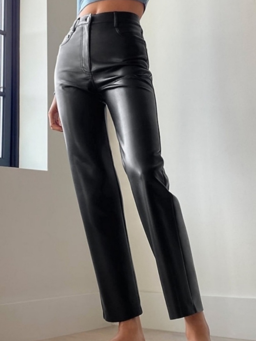 Aritzia Black Vegan  Leather Melina Pants